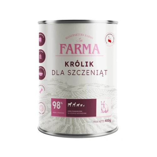 FARMA Select Królik 400g dla szczeniaka Monoproteinowa karma mokra dla psa