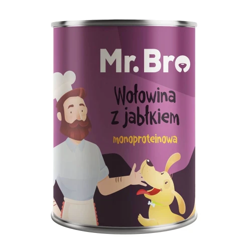 Mr. Bro wołowina z jabłkiem 800g  Monoproteinowa karma mokra