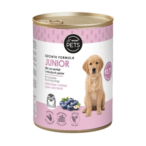 WOW!Pets Puppy / Junior Przepiórka z pstrągiem 400 g