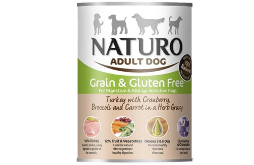 NATURO Grain & Gluten Free indyk, żurawina, brokuły, marchew w sosie ziołowym 390g