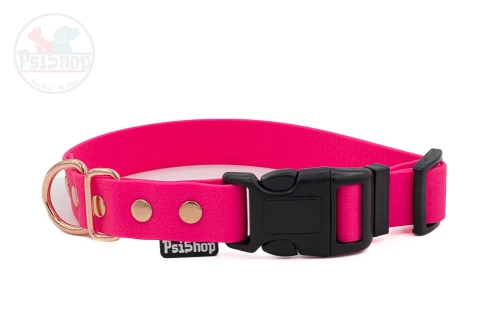 Obroża z plastra miodu z plastikową klamrą zatrzaskową RÓŻOWY NEON